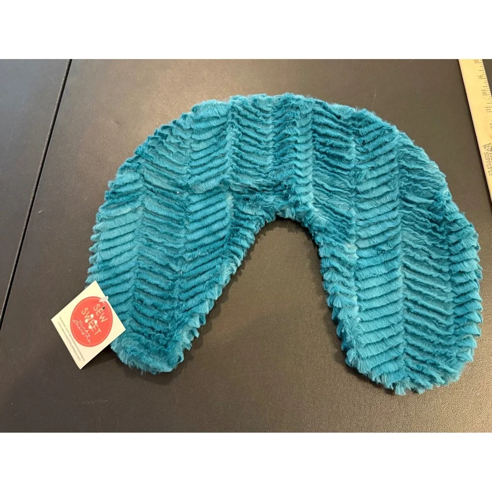 Sew Sweet Minky Designs Neck Pillow Cover Teal Blue Chevron Plush Luxury NEW